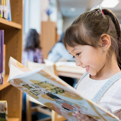 child reading book