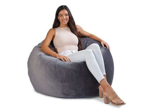 Bella Velvet Bean Bag 104CM Charcoal