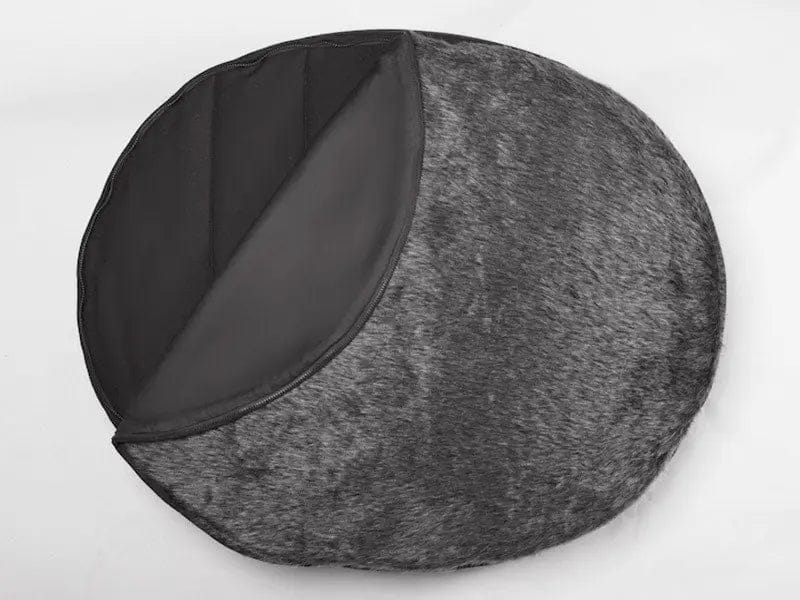 overhead view of a removable dog bean bag bed fur top 